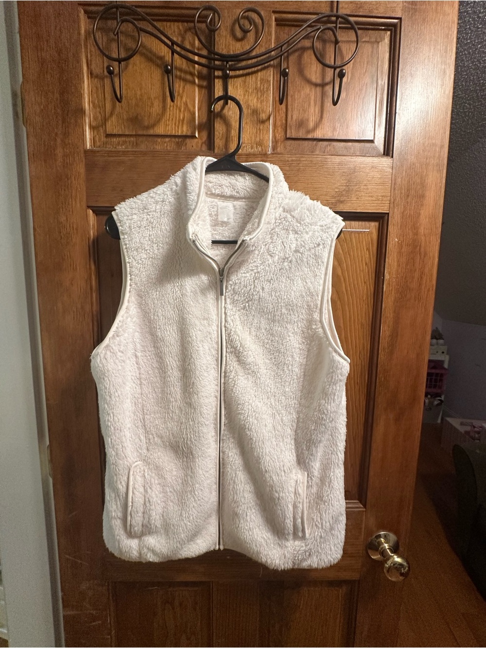St. John's Bay Ivory Plush Zip-Up Vest
